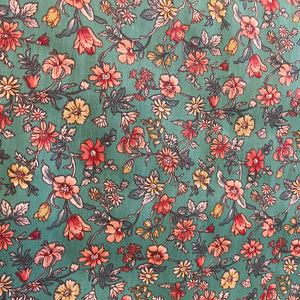 Fabric-Flowers on Teal