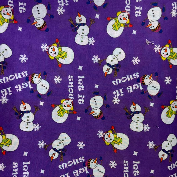 Fabric-Winter-Let it Snow on Purple