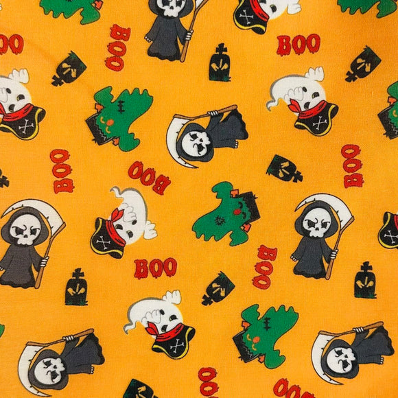 Fabric-Halloween-Paw&Boo-Orange