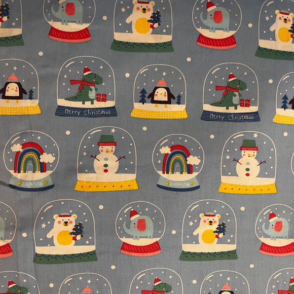 Fabric-Xmas-Snow Globe on Grey