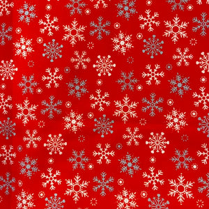 Fabric - Xmas- Winter - Snow Flakes - Red