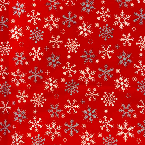 Fabric - Xmas- Winter - Snow Flakes - Red