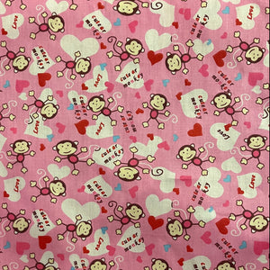 Fabric-Miscellaneous - Cute Monkey Pink