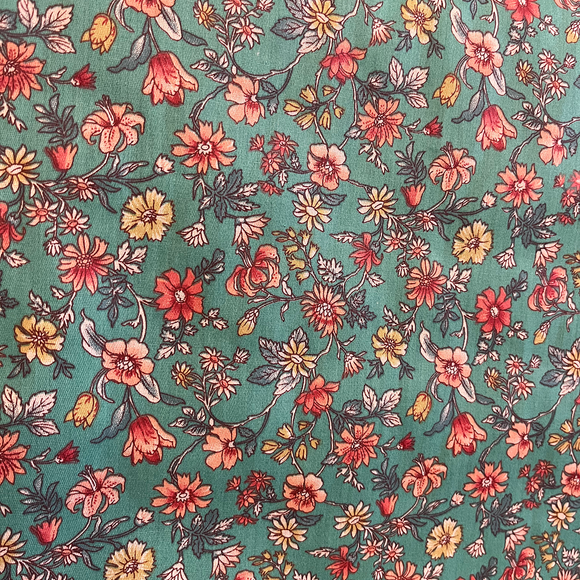 Fabric-Flowers on Teal