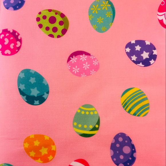 Fabric-Easter Day Fancy Eggs on Pink