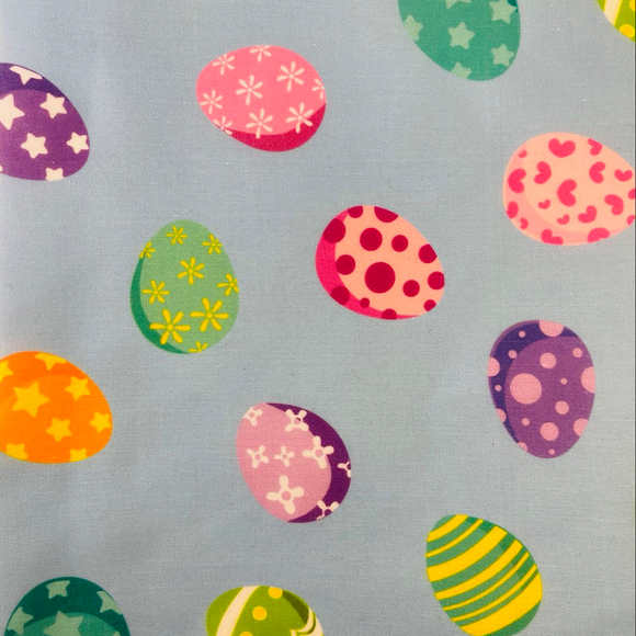 Fabric-Easter Day Fancy Eggs on Blue
